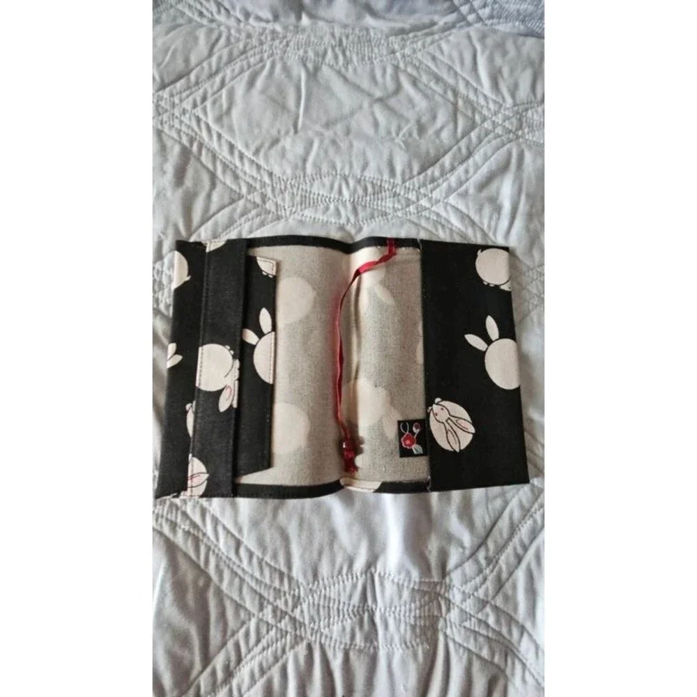 Wax Coated Cloth Book Cover with Rabbits from Japan | Waterproof ウサギ